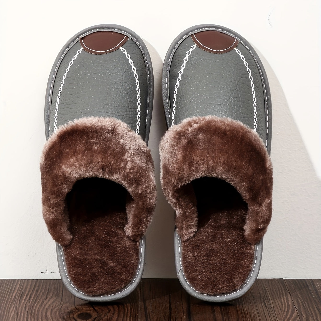 Men's Warm Fleece Cozy Slides, Comfortable Fuzzy Soft Slippers, Plush Comfy Non-slip Home Shoes, Winter