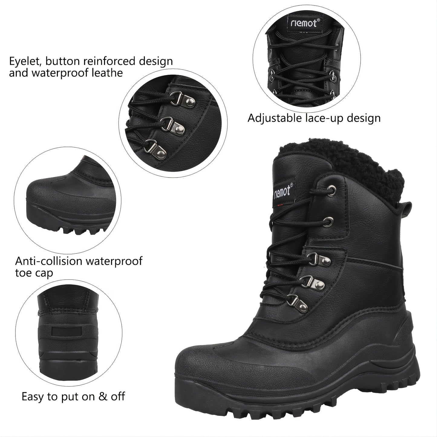 Men's Snow Boots, Warm Fleece Comfortable Anti-skid Durable Boots For Hiking Trekking Climbing