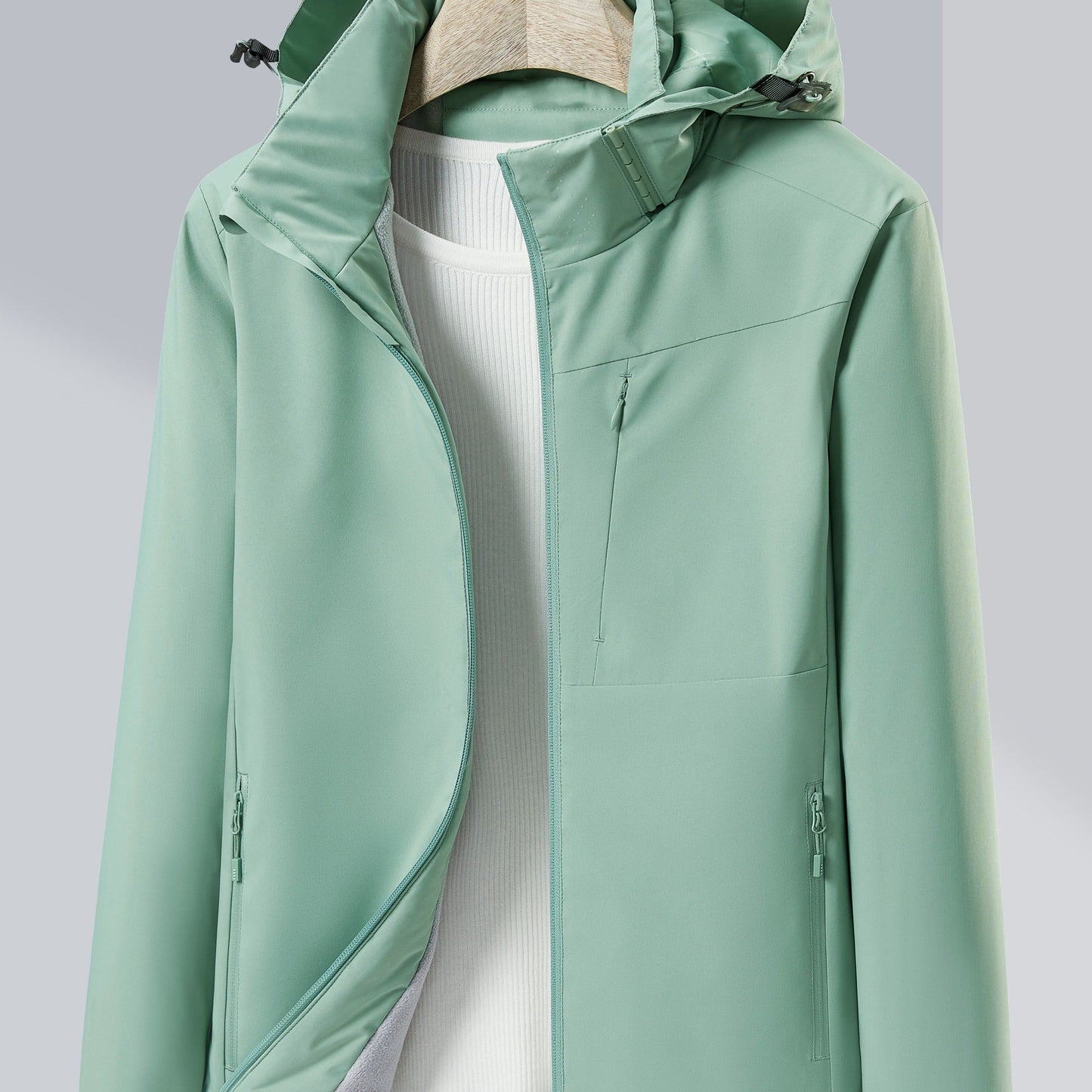 Women's Autumn and Winter Outdoor Sports Casual Warm Fleece Lined Windproof Stand Collar Jacket