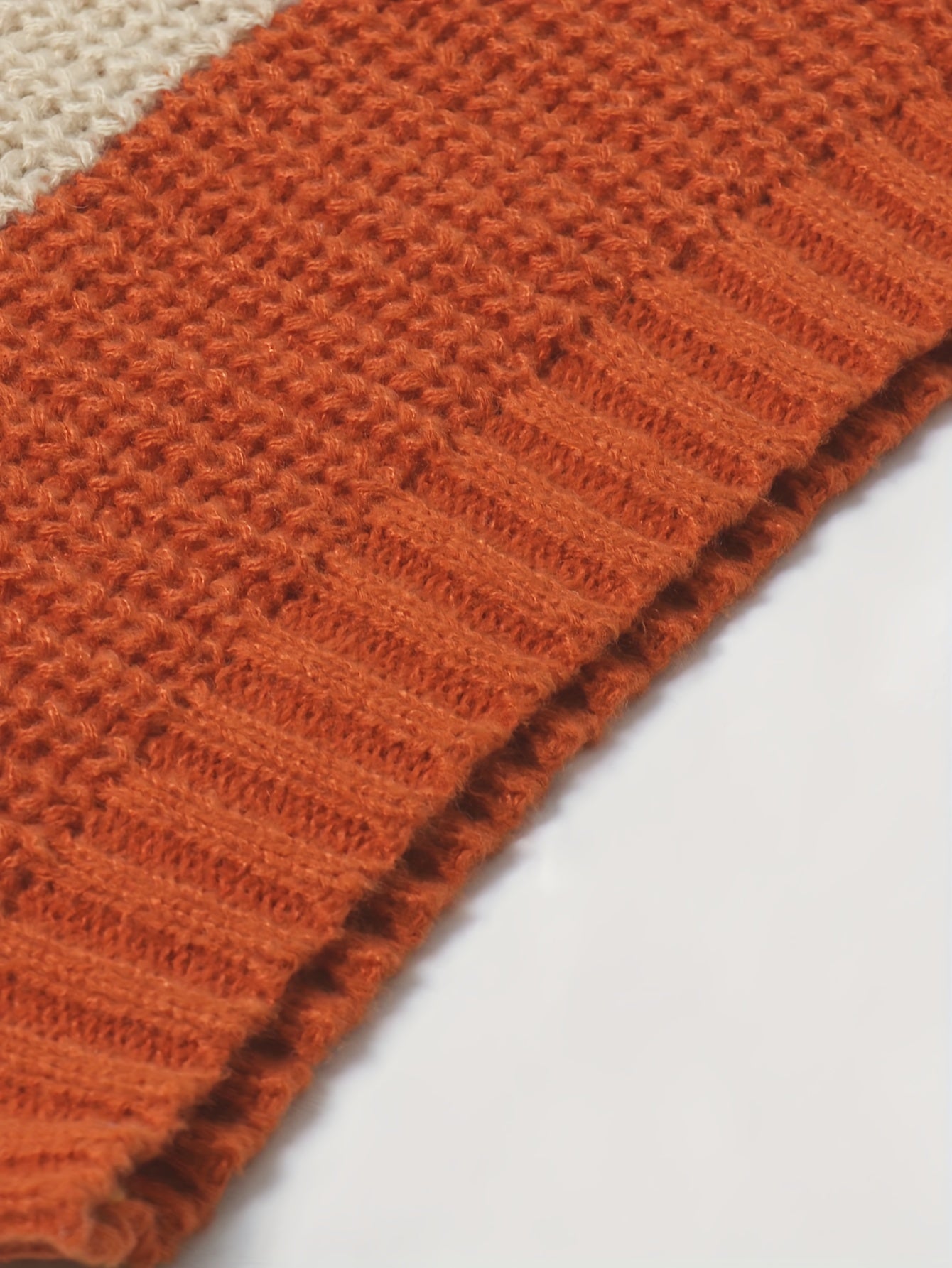 Fall/Winter Chic: Off-Shoulder Color Block Knit Sweater - Casual, Comfy, and Stylish Long Sleeve Top