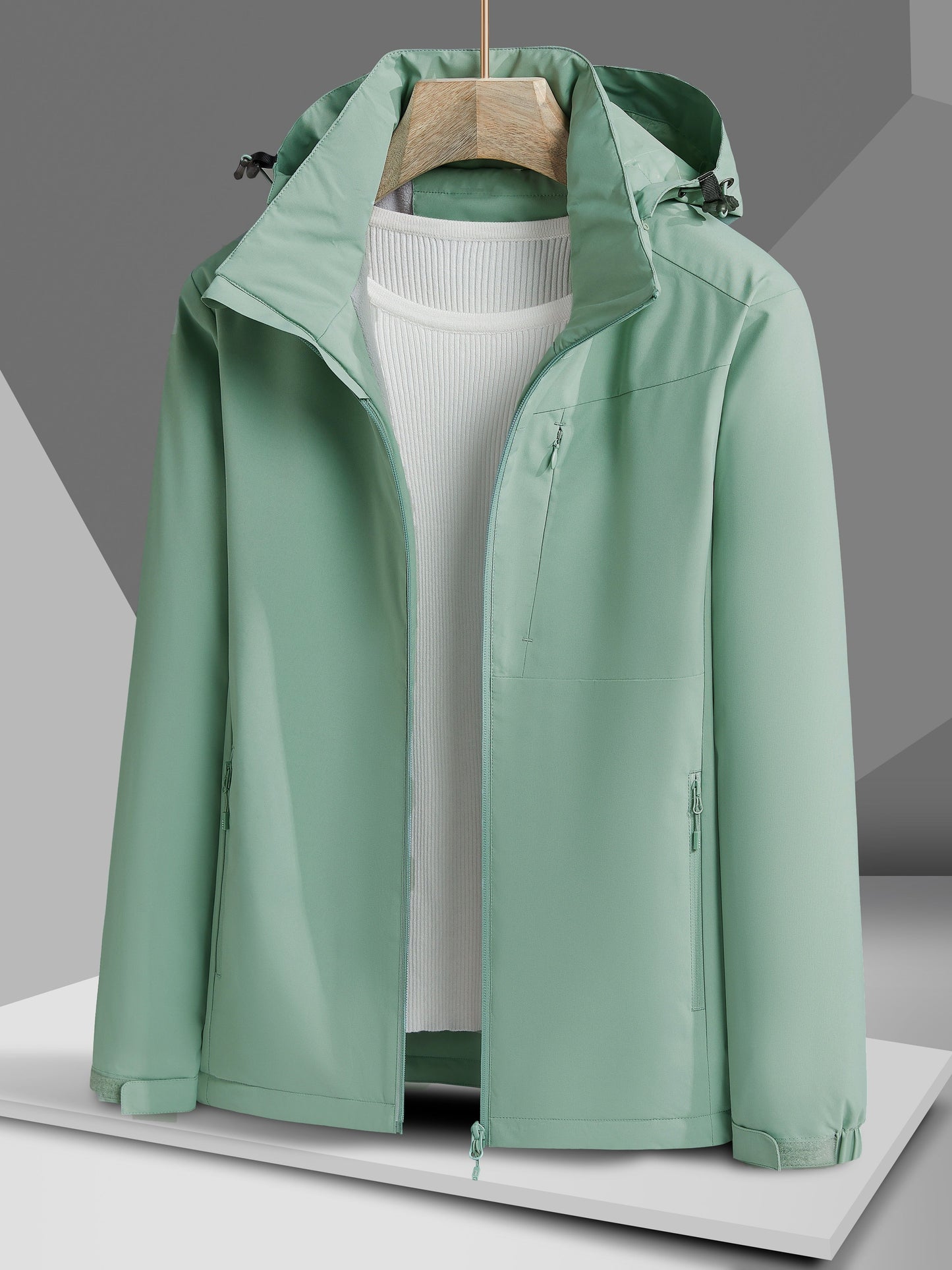 Women's Autumn and Winter Outdoor Sports Casual Warm Fleece Lined Windproof Stand Collar Jacket