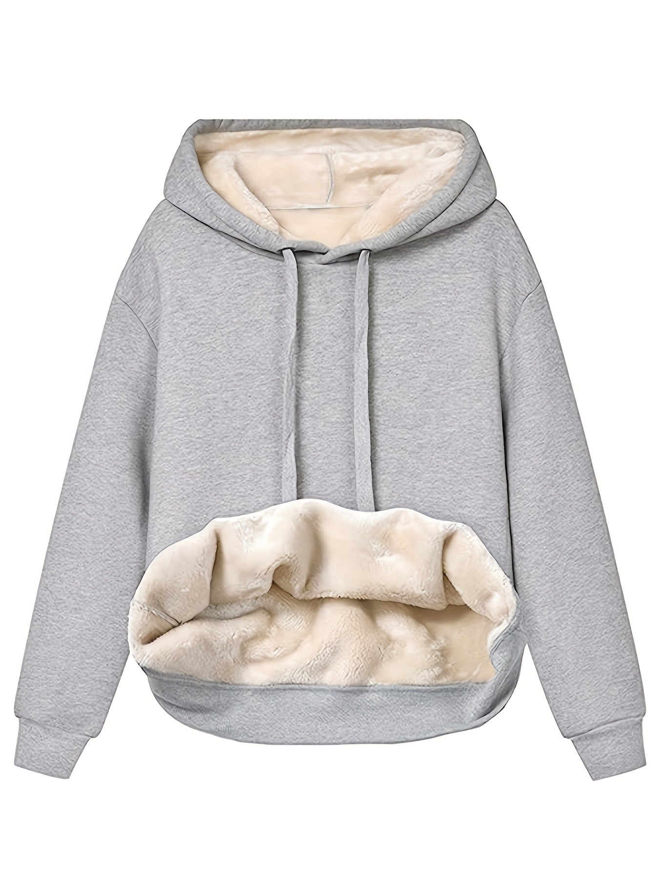 Solid Kangaroo Pocket Hoodie, Casual Long Sleeve Hoodie For Fall & Winter, Women's Clothing