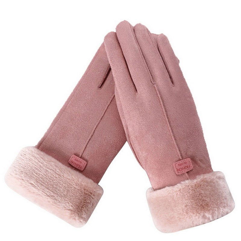 [Women's Winter Gloves] Cozy Touchscreen-Compatible Winter Gloves for Women - Plush, Thickened Five-Finger Design for Warmth and Comfort During Outdoor Activities, Students, Riding