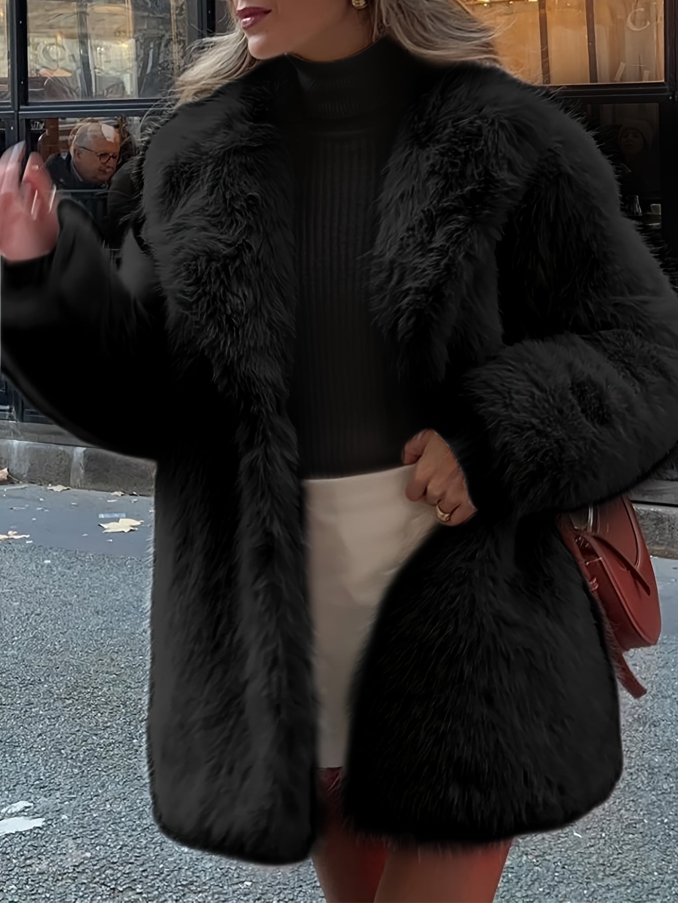 Women's French-Inspired Winter Coat with Luxurious White Trim - Elegant Oversized Jacket, Machine Washable Plush Jacket for Cold Weather, Coat of Arms Collar (No- Removal) - Versatile Outerwear for Parties, & Daily Use, Winte