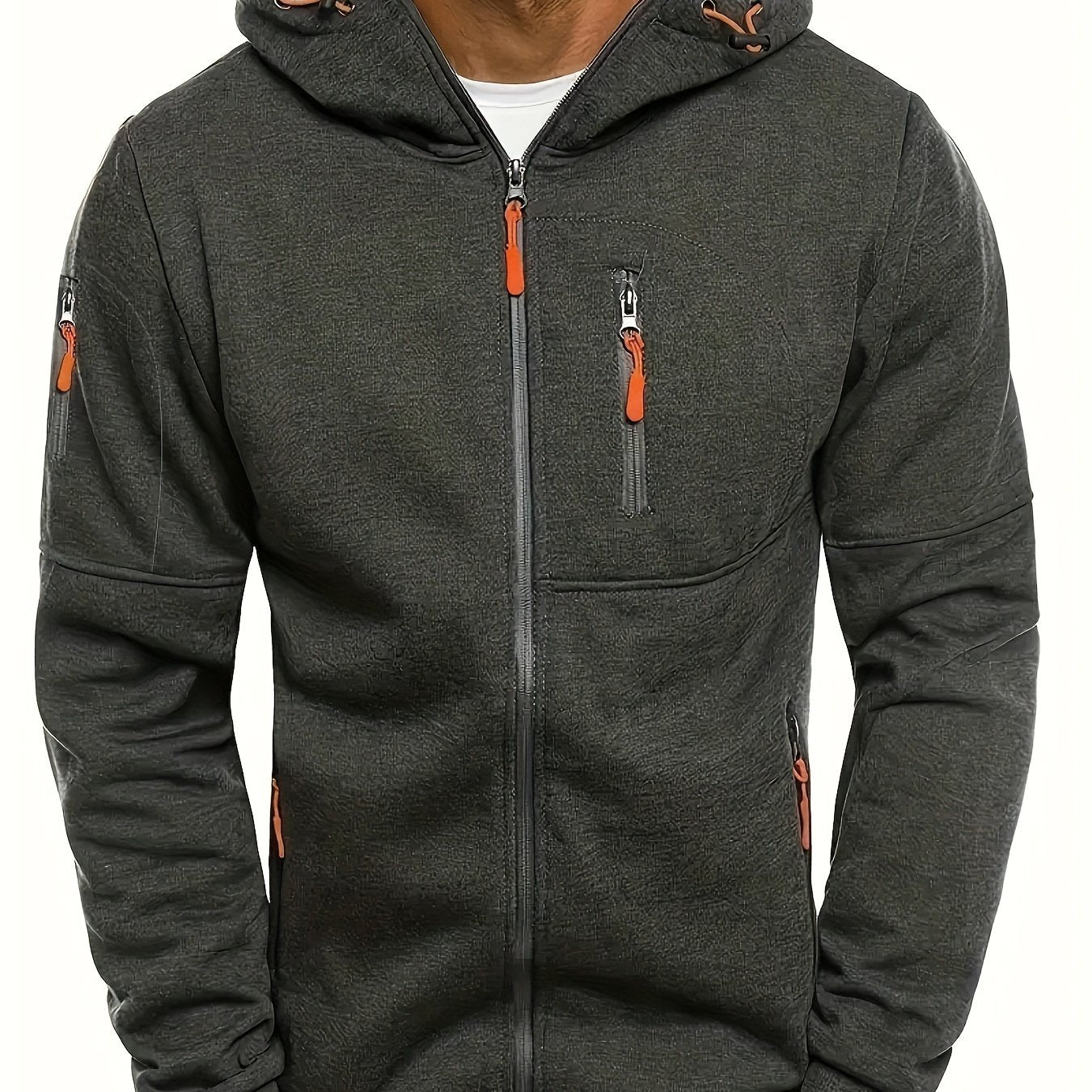 Mens Essential Zip-Up Hoodie - Long Sleeve, Lightweight, Gym-Ready Jacket for Spring & Fall