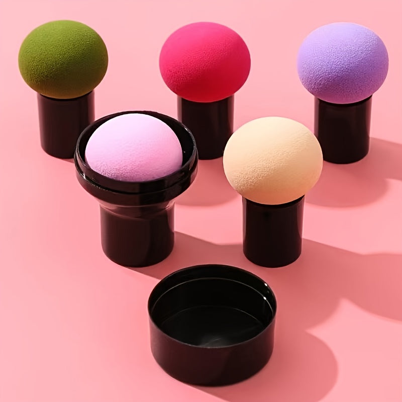 Mushroom Makeup Sponge Cosmetic Blender Puff Latex Free Face Sponge Beauty Puff Makeup Brush Sponge With Handle Case For Concealer BB Cream Foundation Makeup Tools