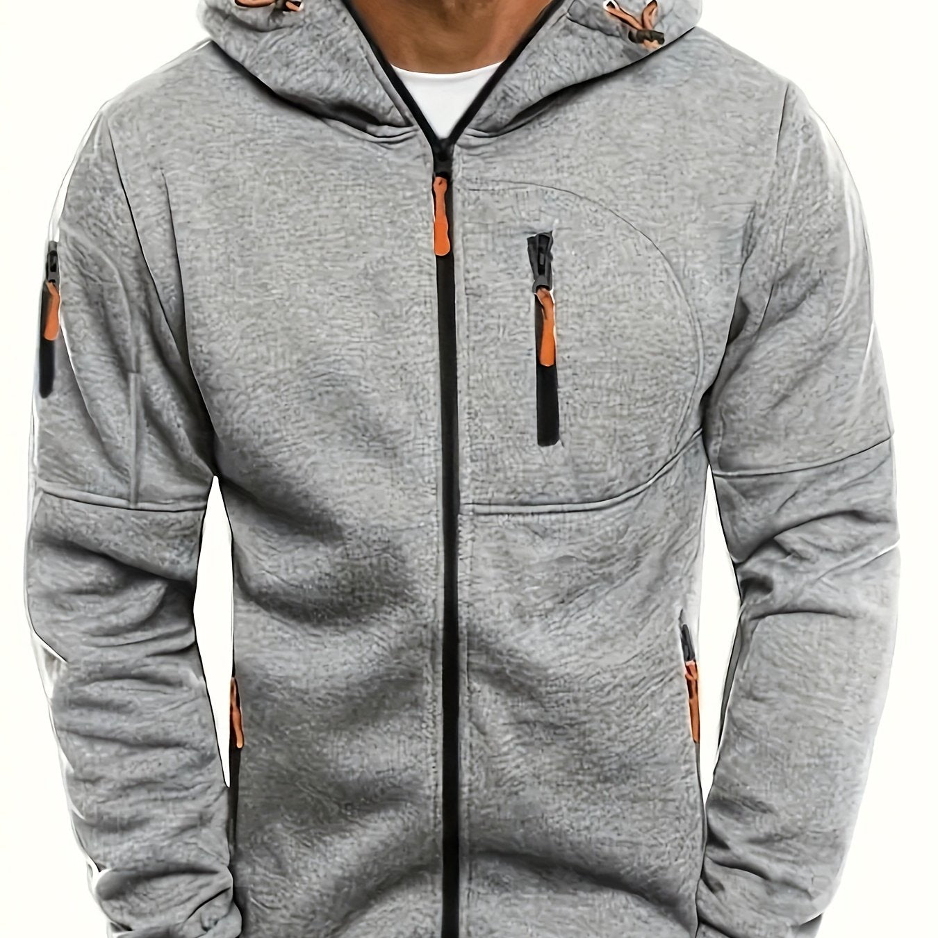 Mens Essential Zip-Up Hoodie - Long Sleeve, Lightweight, Gym-Ready Jacket for Spring & Fall