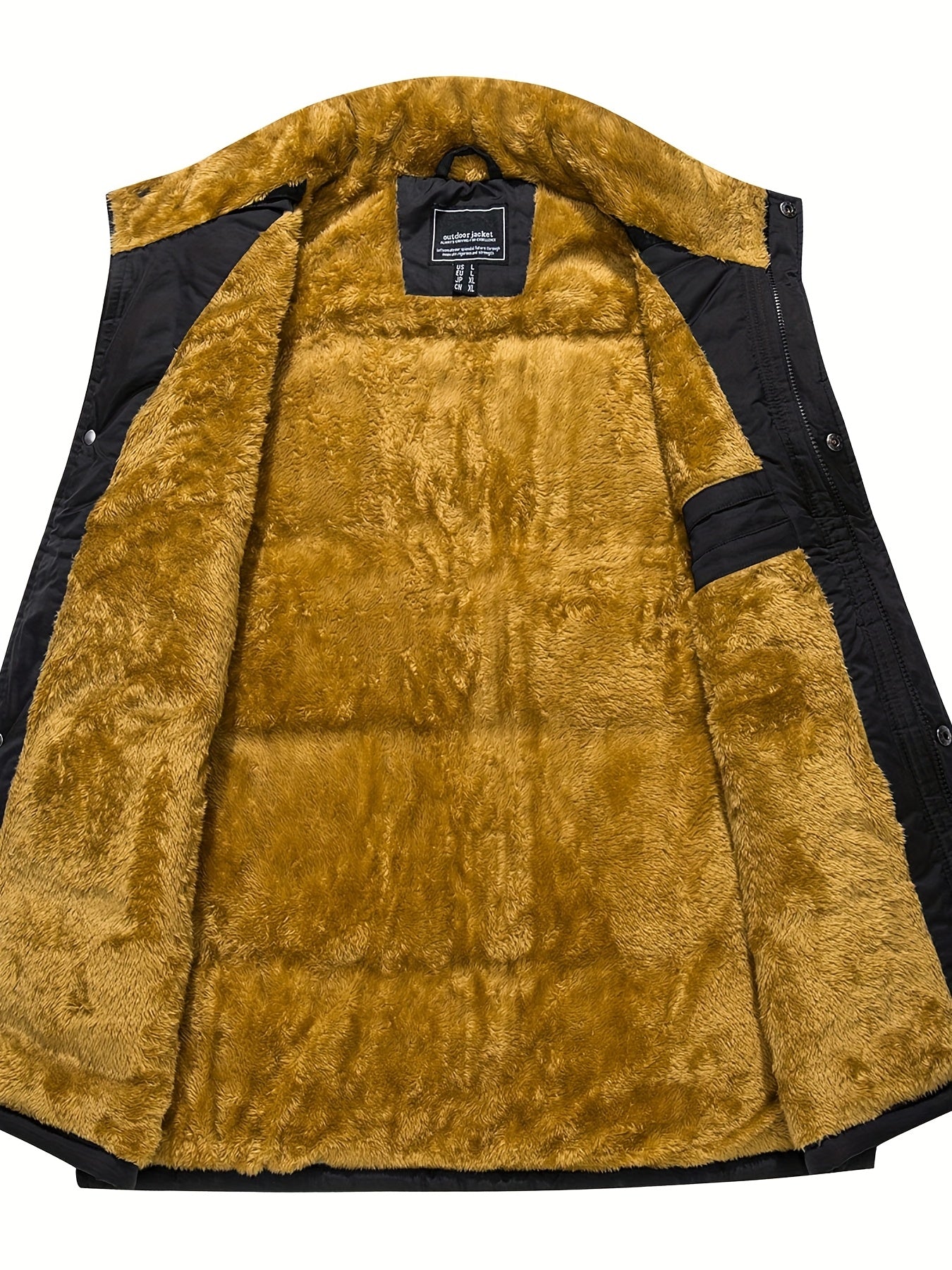 Men'S Windproof Vest with Fleece Lining - Soft, Warm, and, Multiple Pockets, Zippered Chest Pocket, Flap Button Side Pockets, One Inner Pocket, Windbreaker + Stand Collar Design for Outdoor Casual Wear, Winter Vest, H Stand C