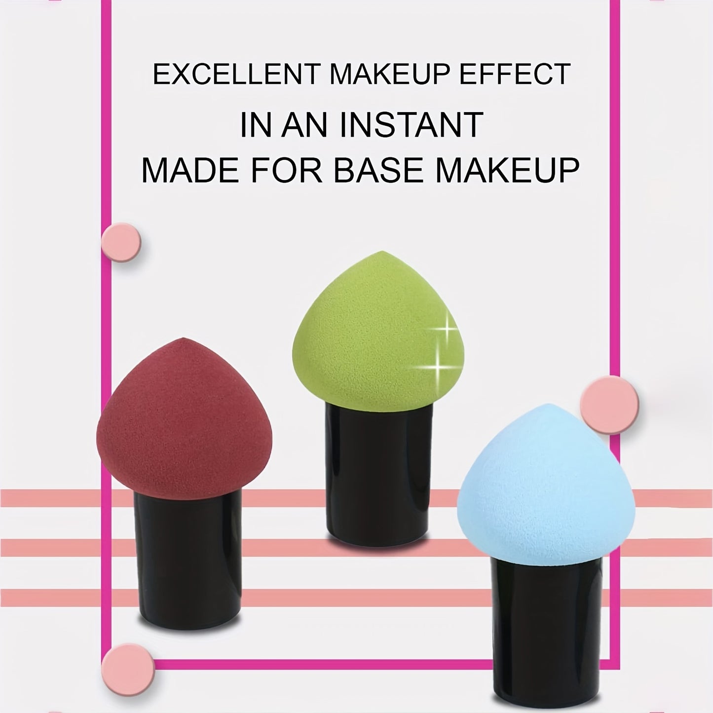 Mushroom Makeup Sponge Cosmetic Blender Puff Latex Free Face Sponge Beauty Puff Makeup Brush Sponge With Handle Case For Concealer BB Cream Foundation Makeup Tools