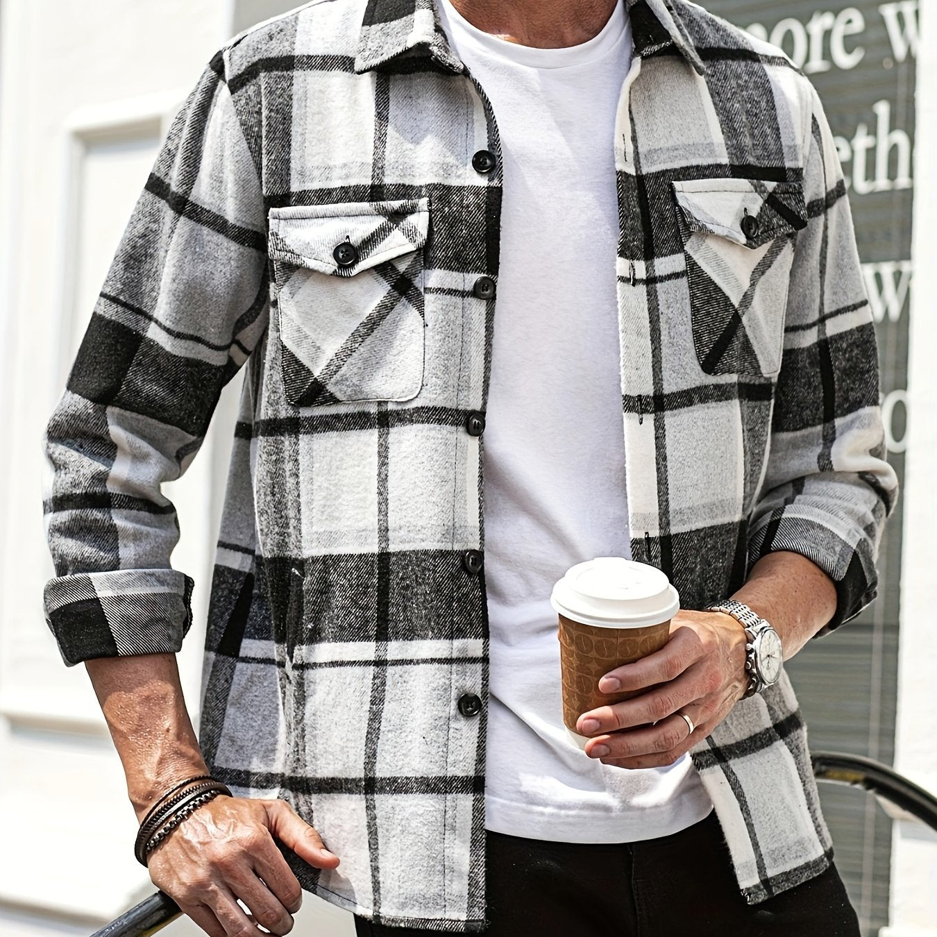 Effortless Style & Comfort: Men's Plaid Flannel Shirt Jacket for Fall/Winter - Durable, Casual Weekend Wear