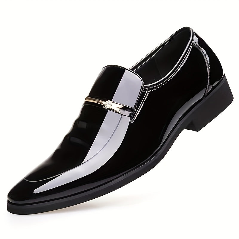Formal Footwear| Men's Elegant Burgundy Slip-On Dress Shoes - Breathable Hollow Out Design, Comfortable PU Interior, Soft Rubber Sole for Business Meetings & Social Events