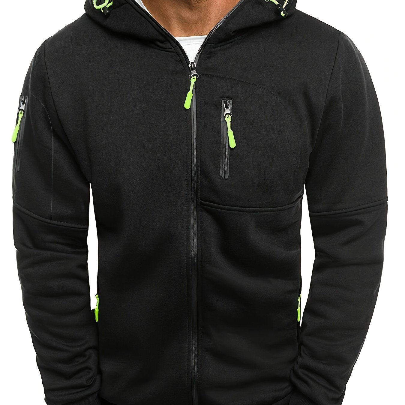 Mens Essential Zip-Up Hoodie - Long Sleeve, Lightweight, Gym-Ready Jacket for Spring & Fall