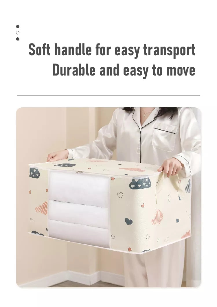 [Large Capacity Storage Bag] Large Capacity Foldable Clothes Storage Bag | Thick Fabric with Reinforced Handles, Sturdy Zipper & Transparent Window | Suitable for Quilts, Blankets, Bedding | Storage Bins, Baskets & Containers