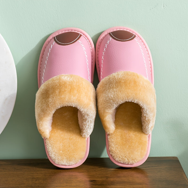 Men's Warm Fleece Cozy Slides, Comfortable Fuzzy Soft Slippers, Plush Comfy Non-slip Home Shoes, Winter