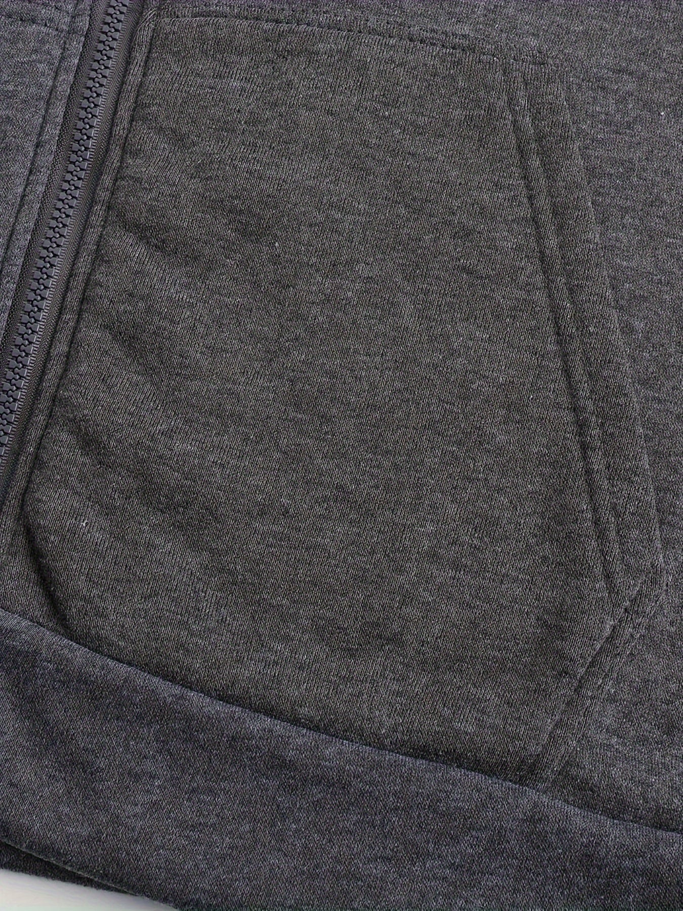 Men'S Casual Hooded Sweatshirt, Solid Color Zip-Up Pullover, Long Sleeve Polyester Knit Fabric, Regular Fit with Slight Stretch, 160gsm - Autumn/Winter Fashion