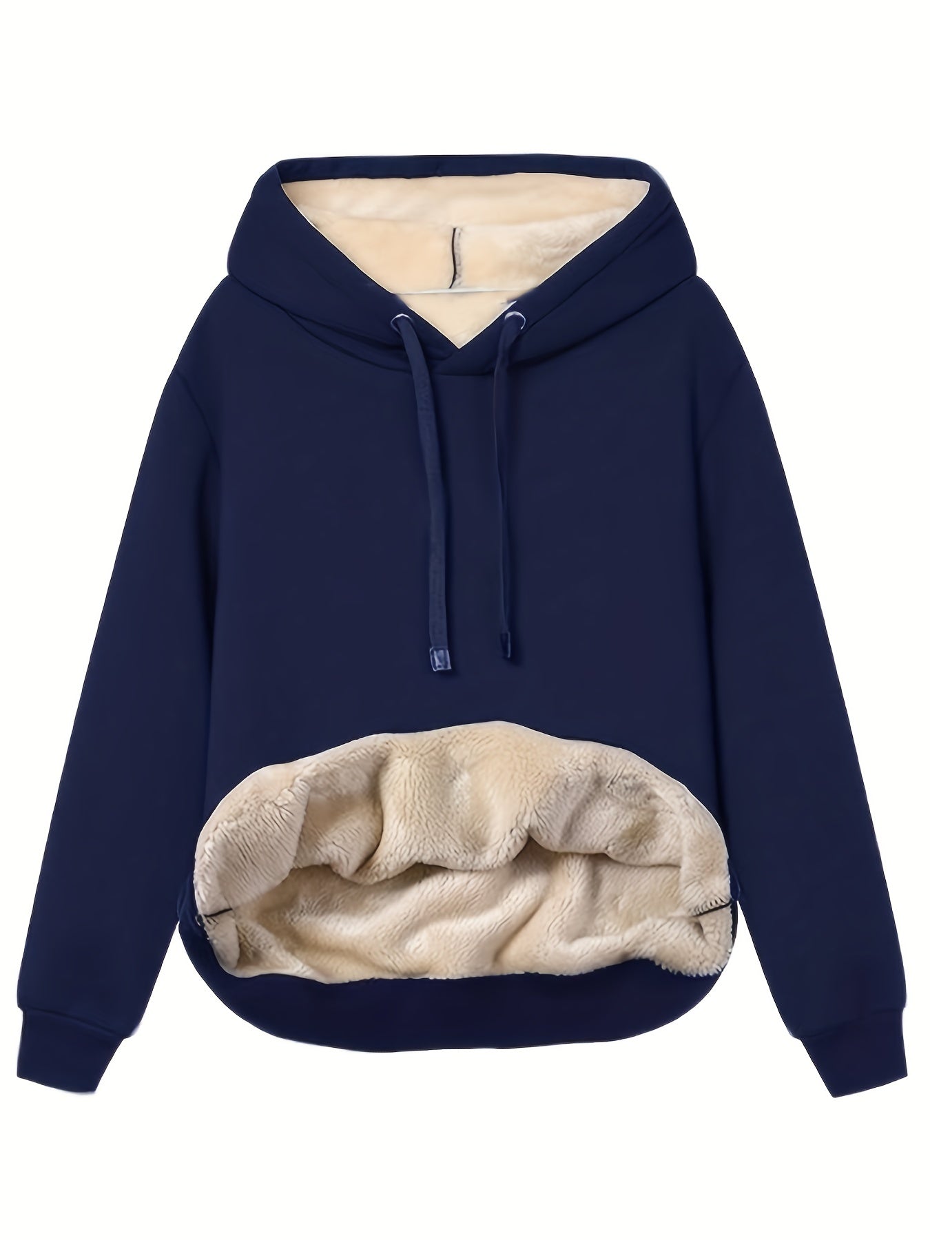 Solid Kangaroo Pocket Hoodie, Casual Long Sleeve Hoodie For Fall & Winter, Women's Clothing