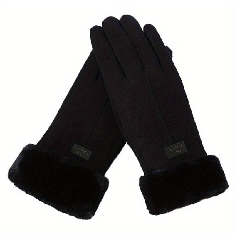[Women's Winter Gloves] Cozy Touchscreen-Compatible Winter Gloves for Women - Plush, Thickened Five-Finger Design for Warmth and Comfort During Outdoor Activities, Students, Riding