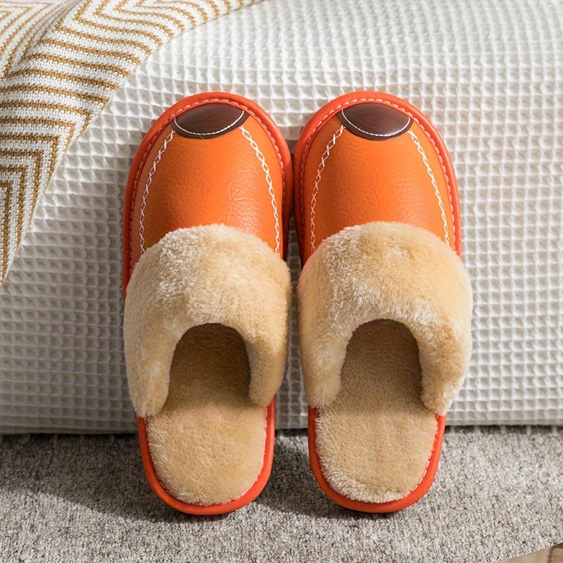 Men's Warm Fleece Cozy Slides, Comfortable Fuzzy Soft Slippers, Plush Comfy Non-slip Home Shoes, Winter
