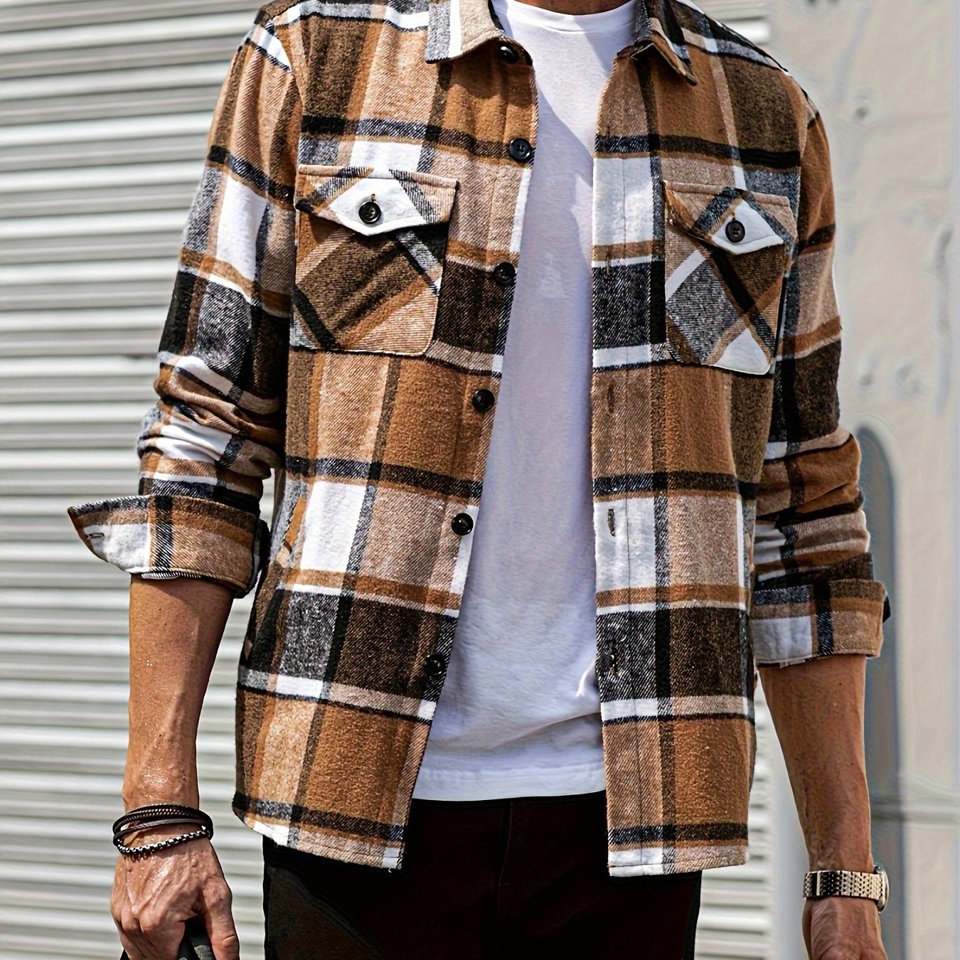 Effortless Style & Comfort: Men's Plaid Flannel Shirt Jacket for Fall/Winter - Durable, Casual Weekend Wear